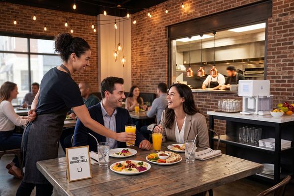 Restaurant server bringing CUBO drinks to a table